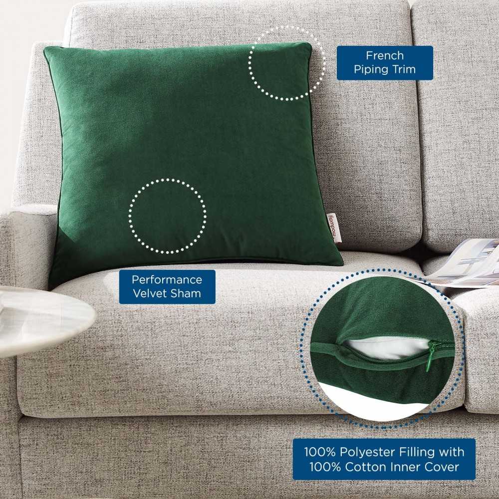 Enhance 18" Performance Velvet Throw Pillow, Green