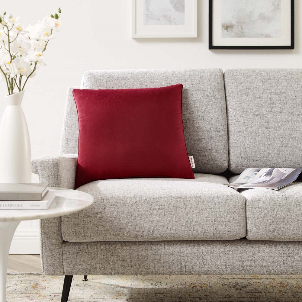 Enhance 18" Performance Velvet Throw Pillow, Maroon