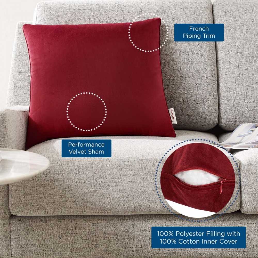 Enhance 18" Performance Velvet Throw Pillow, Maroon