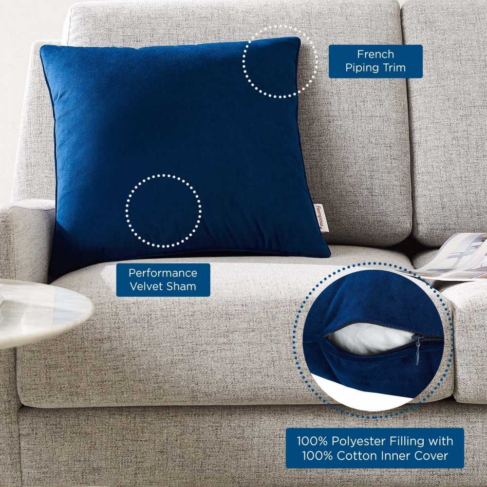 Enhance 18" Performance Velvet Throw Pillow, Navy