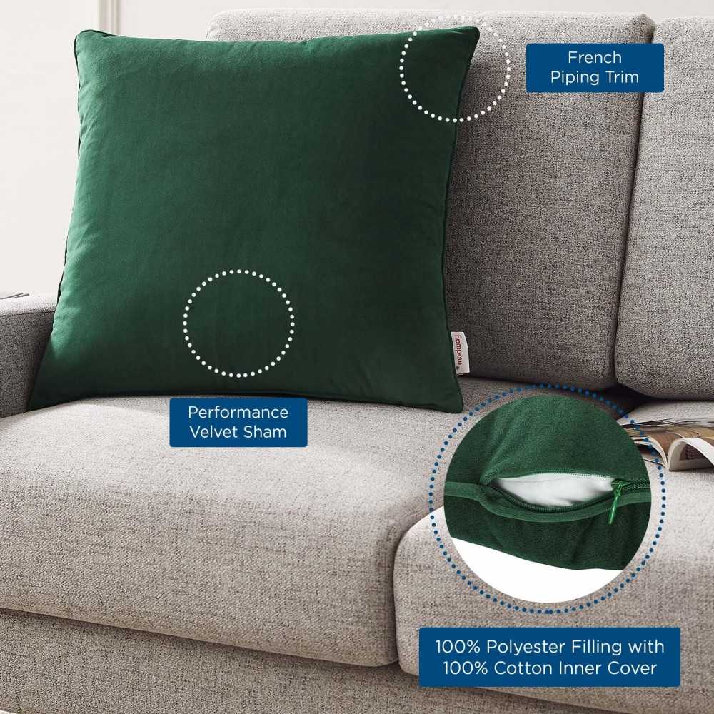 Enhance 20" Performance Velvet Throw Pillow, Green