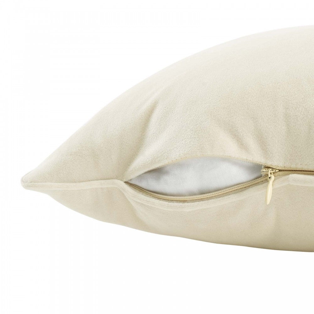 Enhance 24" Lumbar Performance Velvet Throw Pillow, Ivory