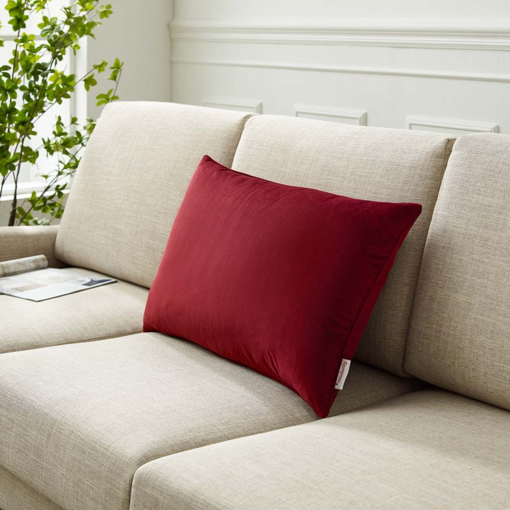 Enhance 24" Lumbar Performance Velvet Throw Pillow, Maroon