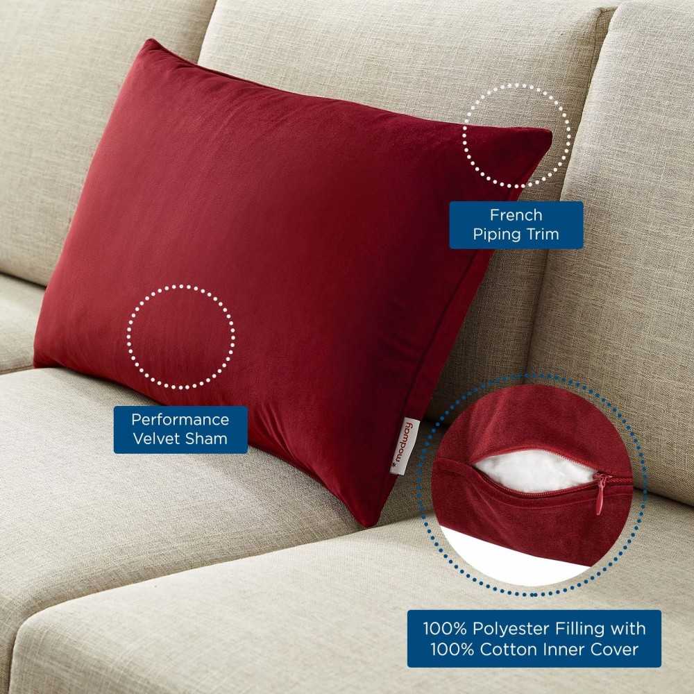 Enhance 24" Lumbar Performance Velvet Throw Pillow, Maroon