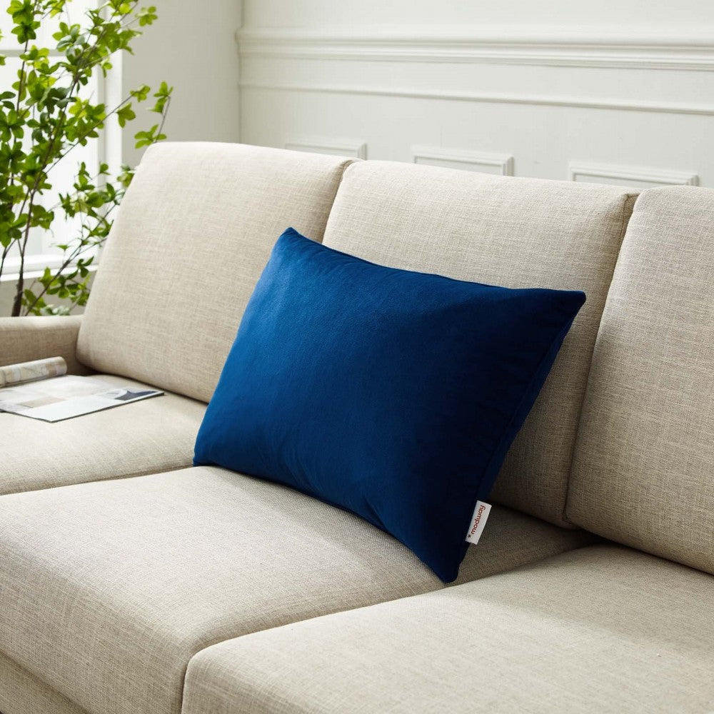 Enhance 24" Lumbar Performance Velvet Throw Pillow, Navy