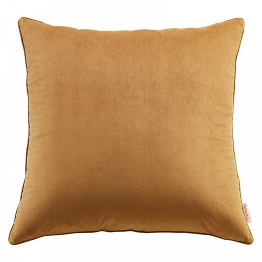 Enhance 24" Performance Velvet Throw Pillow, Cognac