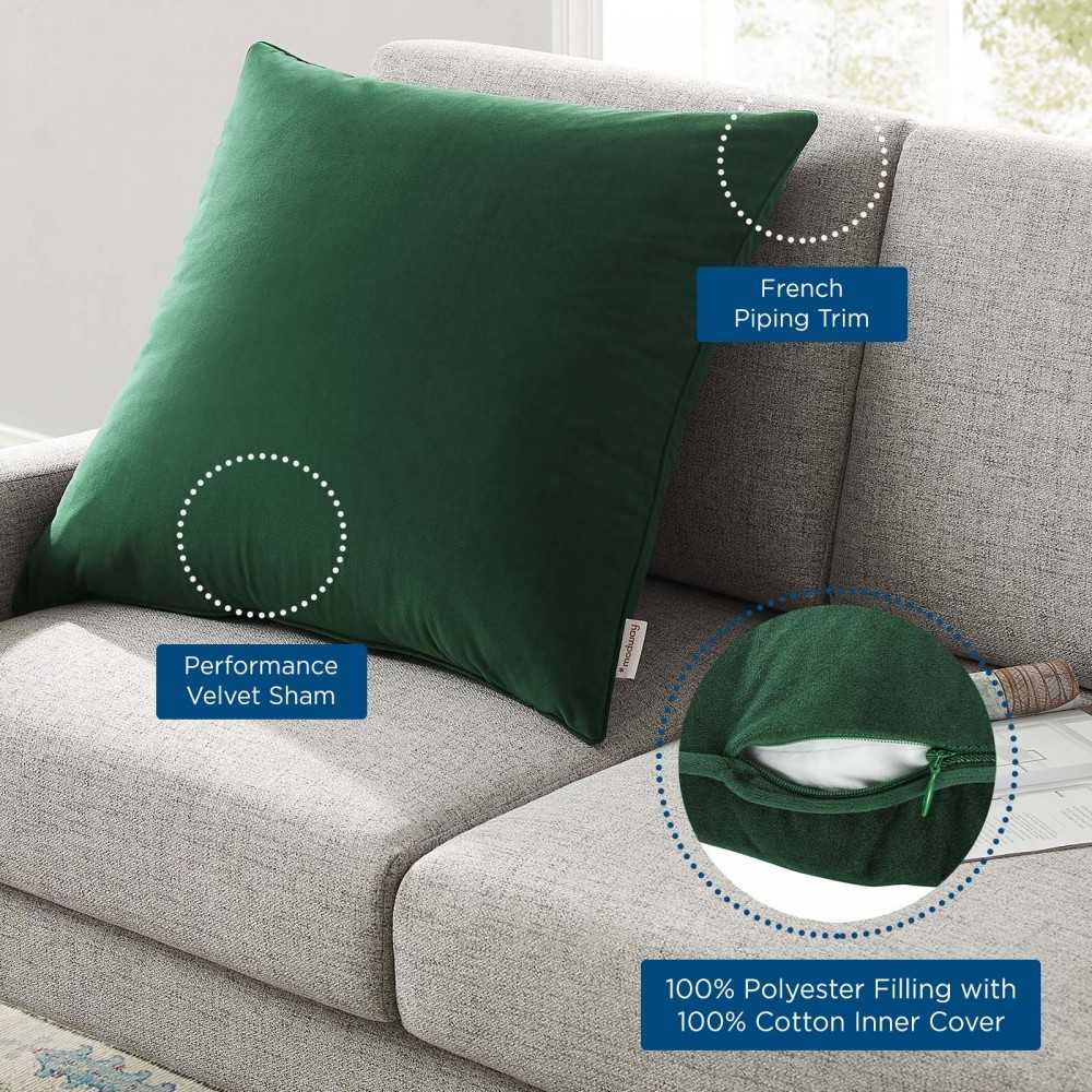 Enhance 24" Performance Velvet Throw Pillow, Green