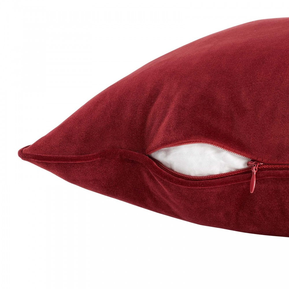 Enhance 24" Performance Velvet Throw Pillow, Maroon