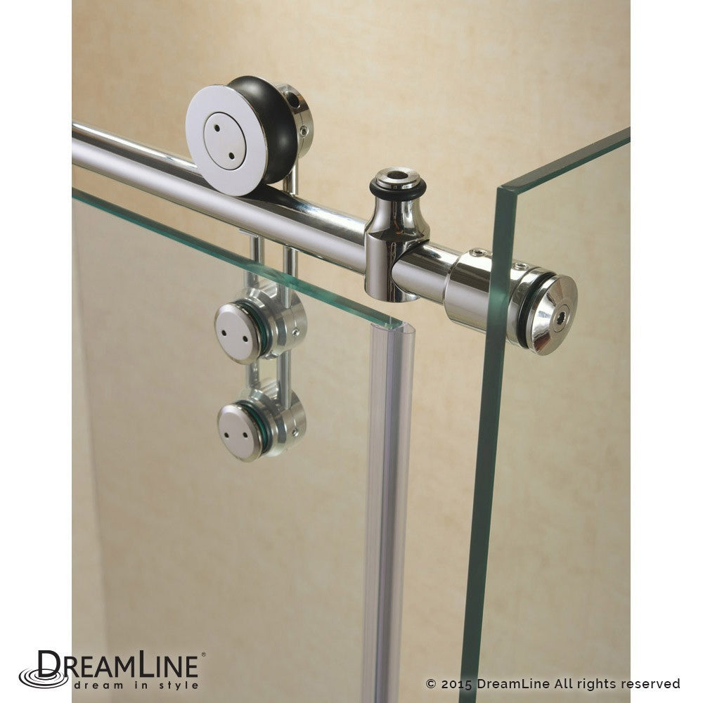 Enigma-Z 34 1/2 in. D x 60 3/8 in. W x 76 in. H Fully Frameless Sliding Shower Enclosure in Polished Stainless Steel