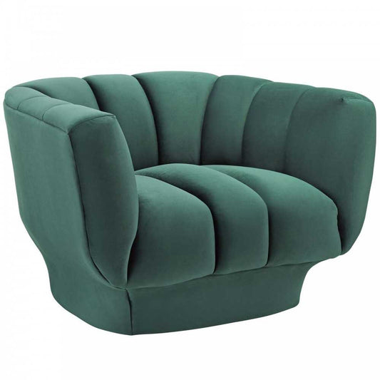 Entertain Vertical Channel Tufted Performance Velvet Armchair, Green
