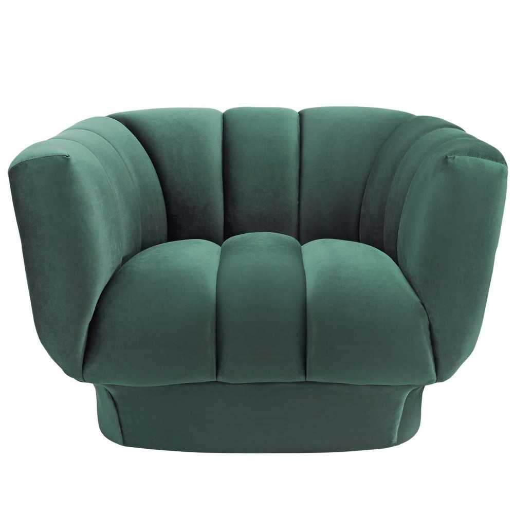 Entertain Vertical Channel Tufted Performance Velvet Armchair, Green
