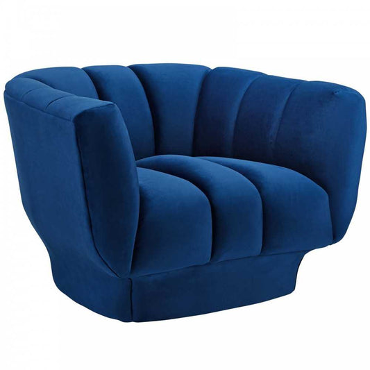 Entertain Vertical Channel Tufted Performance Velvet Armchair, Navy