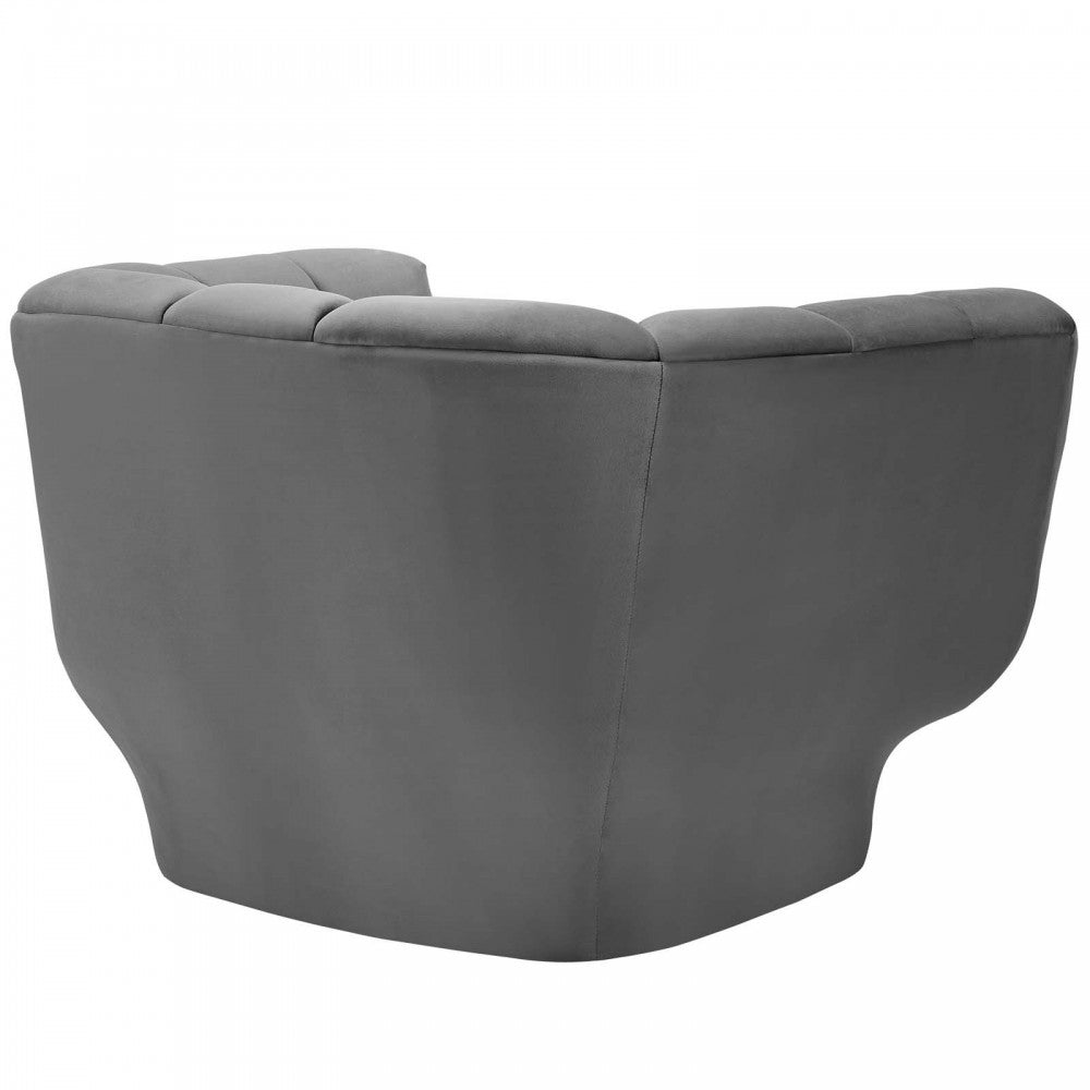 Entertain Vertical Channel Tufted Performance Velvet Armchair Set of 2, Gray