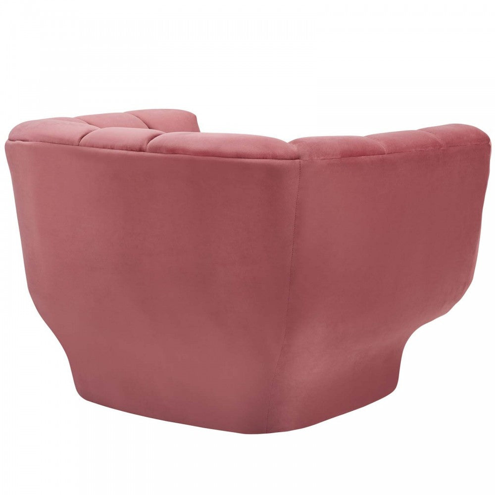Entertain Vertical Channel Tufted Performance Velvet Armchair Set of 2, Dusty Rose