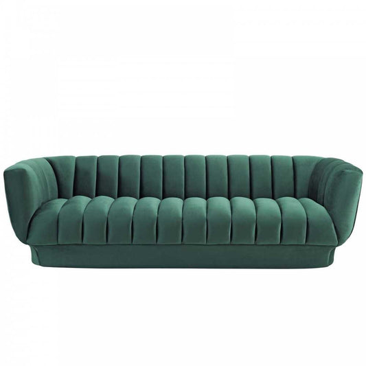 Entertain Vertical Channel Tufted Performance Velvet Sofa, Green