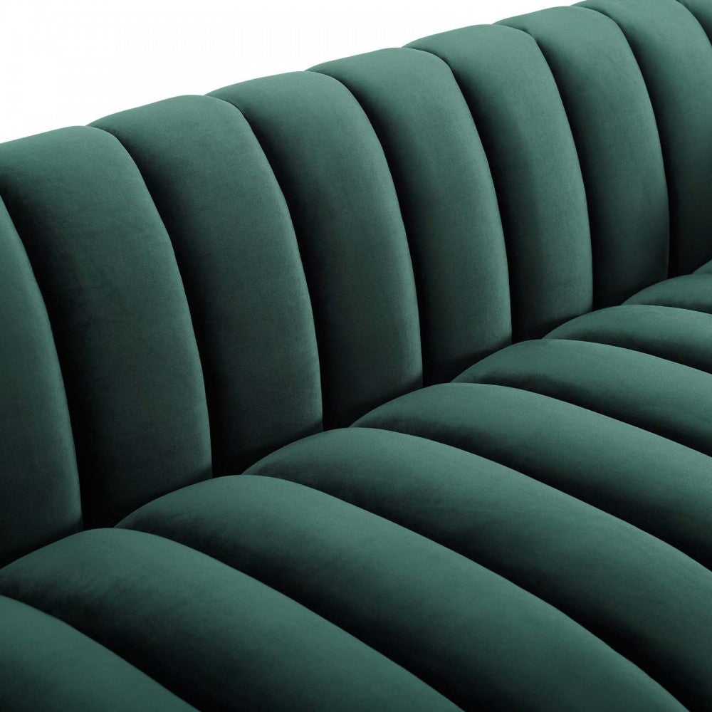 Entertain Vertical Channel Tufted Performance Velvet Sofa, Green