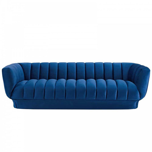 Entertain Vertical Channel Tufted Performance Velvet Sofa, Navy