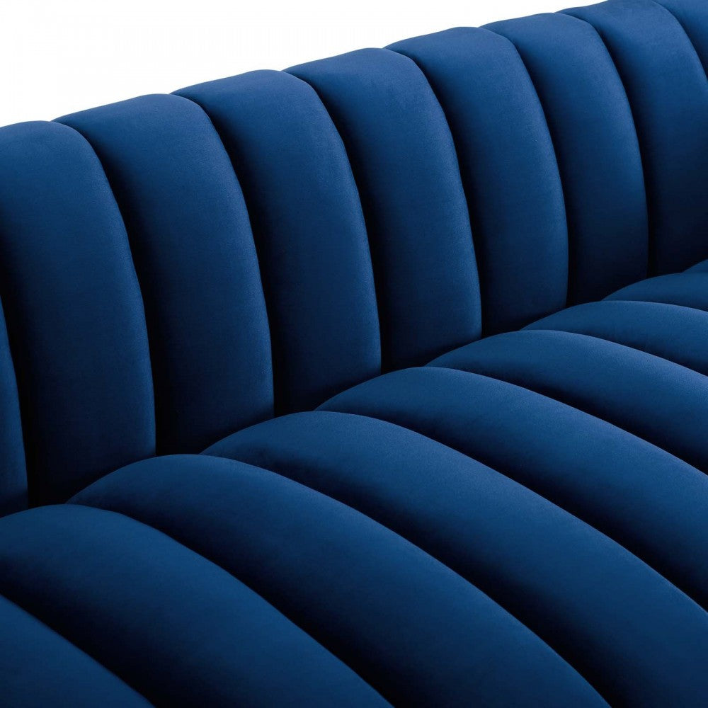 Entertain Vertical Channel Tufted Performance Velvet Sofa, Navy