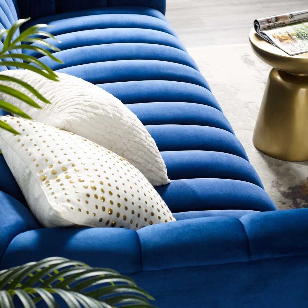 Entertain Vertical Channel Tufted Performance Velvet Sofa, Navy