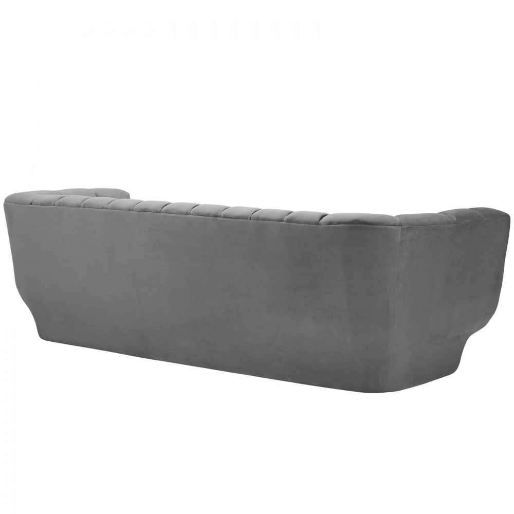 Entertain Vertical Channel Tufted Performance Velvet Sofa and Armchair Set, Gray