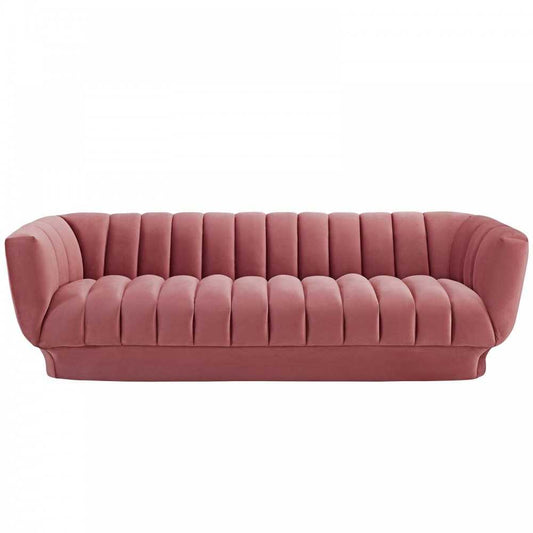 Entertain Vertical Channel Tufted Performance Velvet Sofa, Dusty Rose