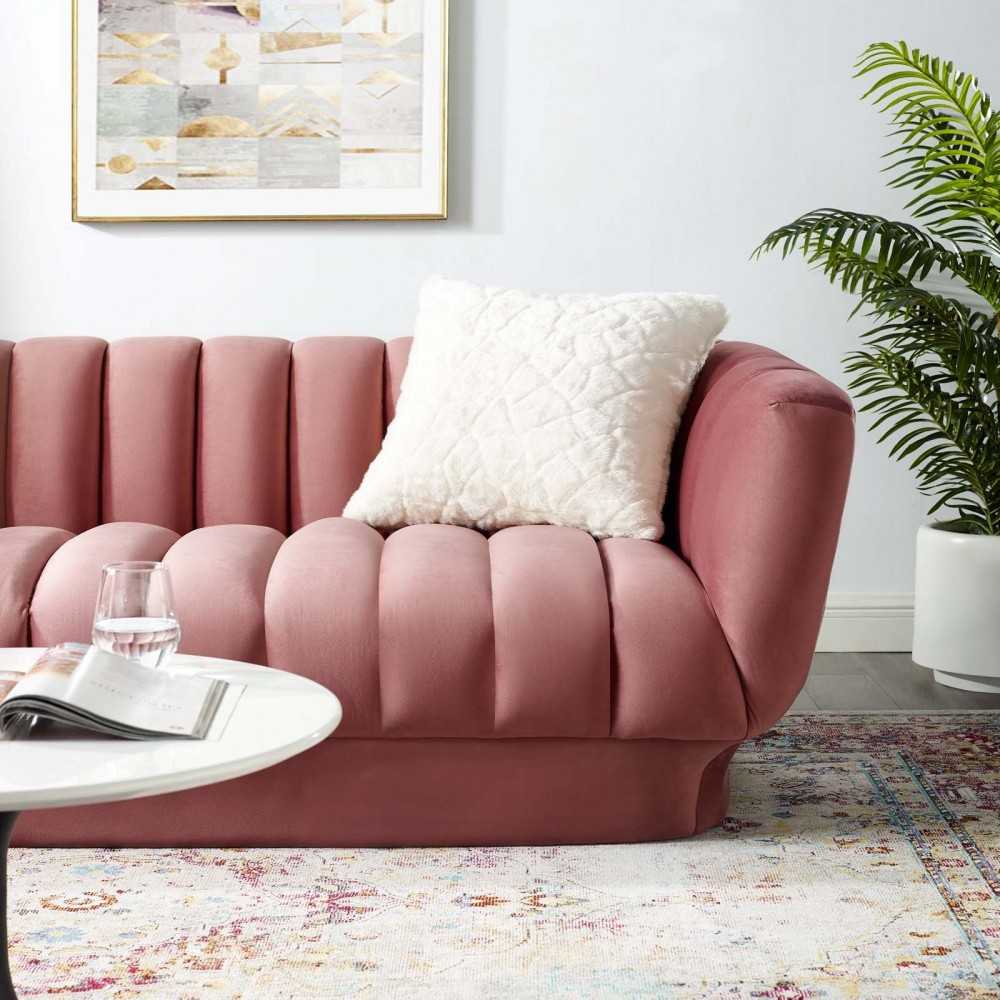 Entertain Vertical Channel Tufted Performance Velvet Sofa, Dusty Rose