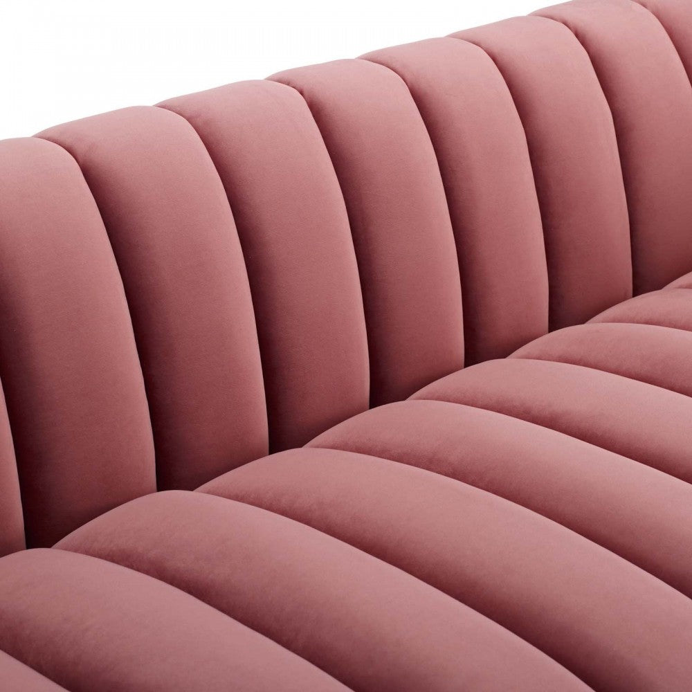 Entertain Vertical Channel Tufted Performance Velvet Sofa, Dusty Rose