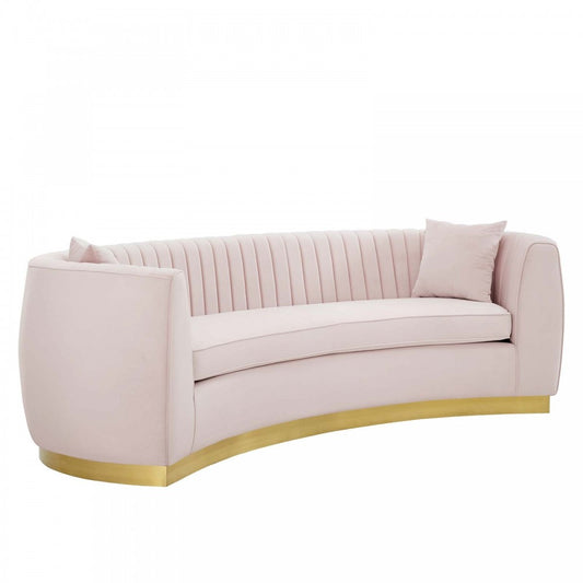 Enthusiastic Vertical Channel Tufted Curved Performance Velvet Sofa, Pink