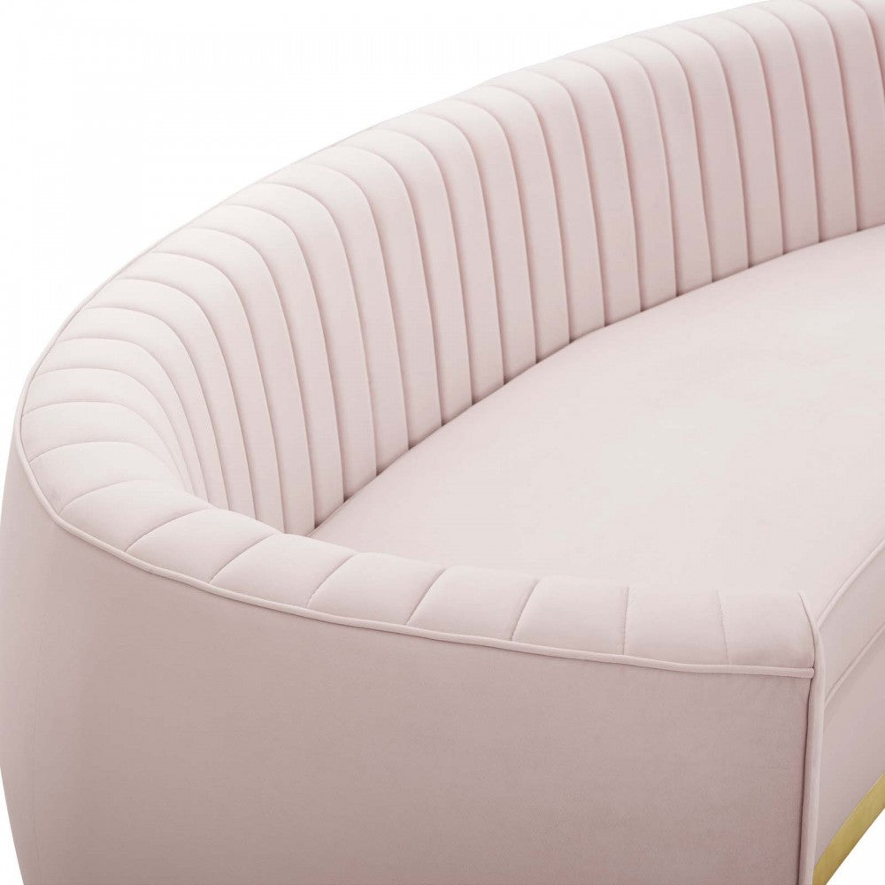 Enthusiastic Vertical Channel Tufted Curved Performance Velvet Sofa, Pink