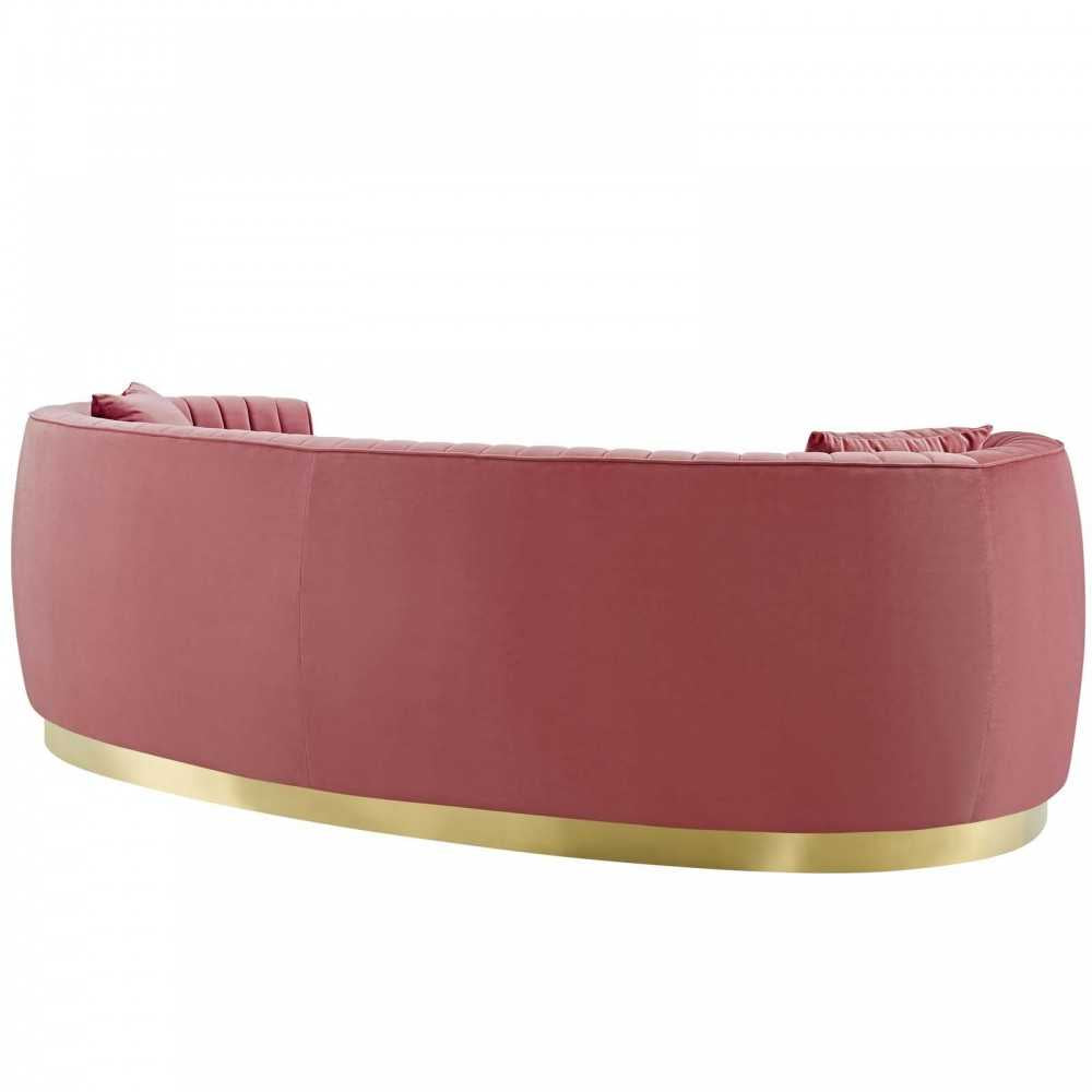 Enthusiastic Vertical Channel Tufted Curved Performance Velvet Sofa, Dusty Rose