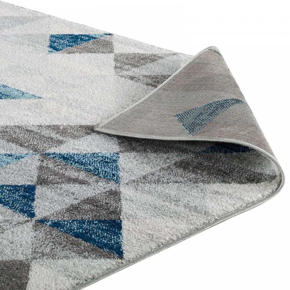Entourage Elettra Distressed Geometric Triangle Mosaic 5x8 Area Rug, Gray and Blue