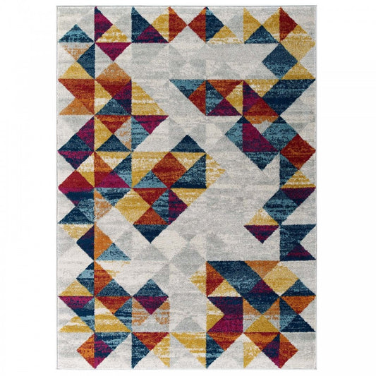 Entourage Elettra Distressed Geometric Triangle Mosaic 5x8 Area Rug, Multicolored