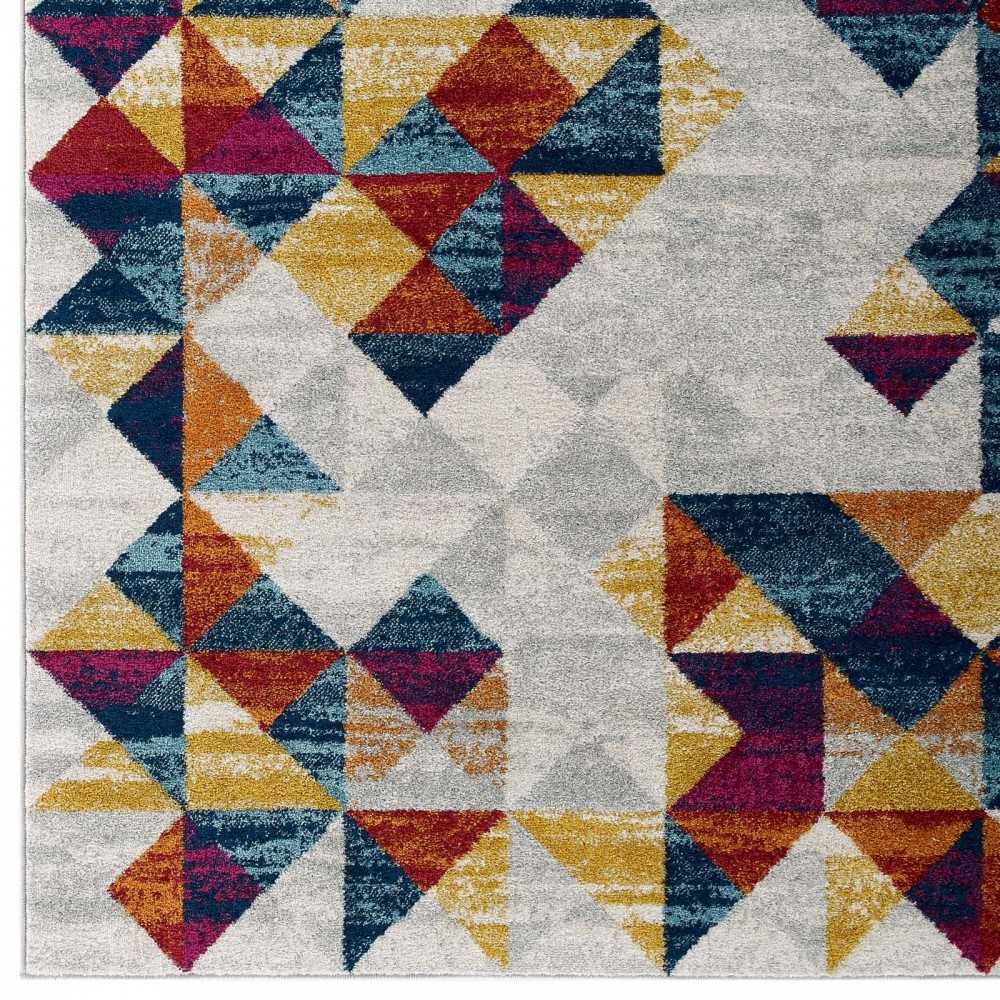 Entourage Elettra Distressed Geometric Triangle Mosaic 5x8 Area Rug, Multicolored