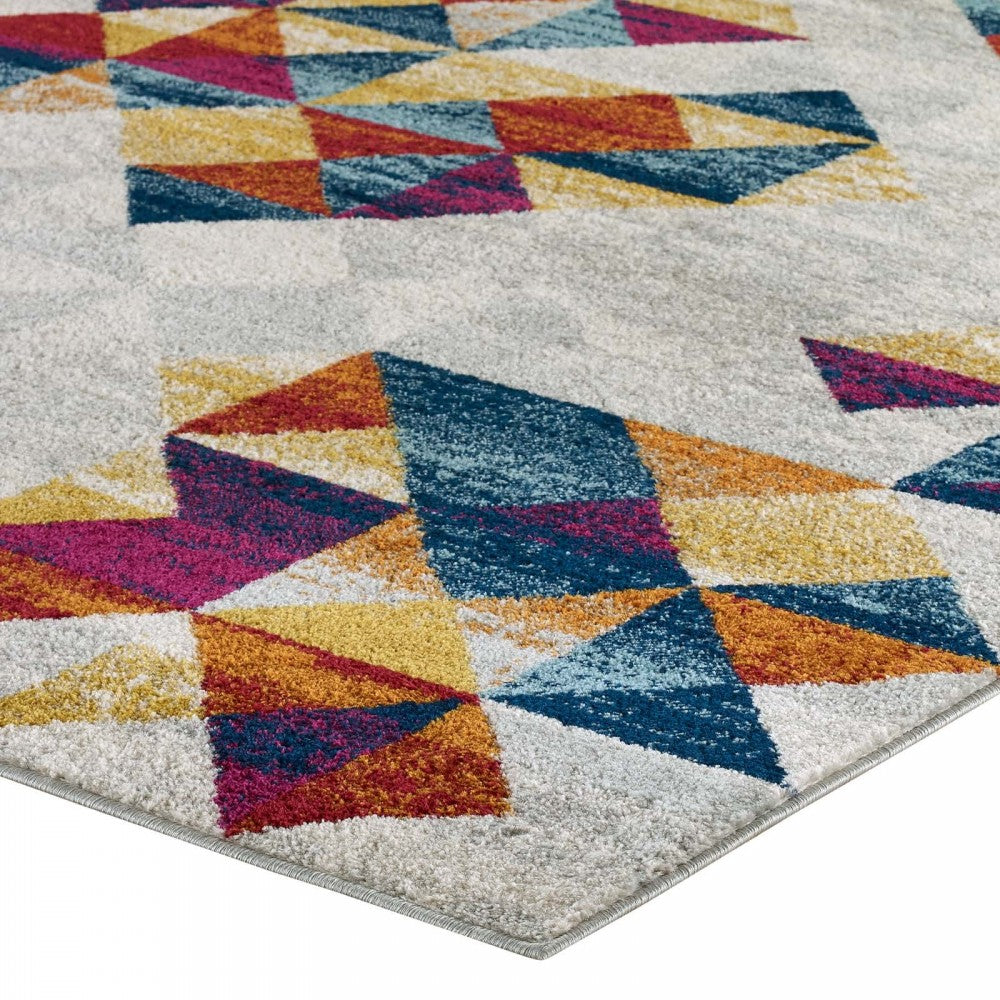 Entourage Elettra Distressed Geometric Triangle Mosaic 5x8 Area Rug, Multicolored
