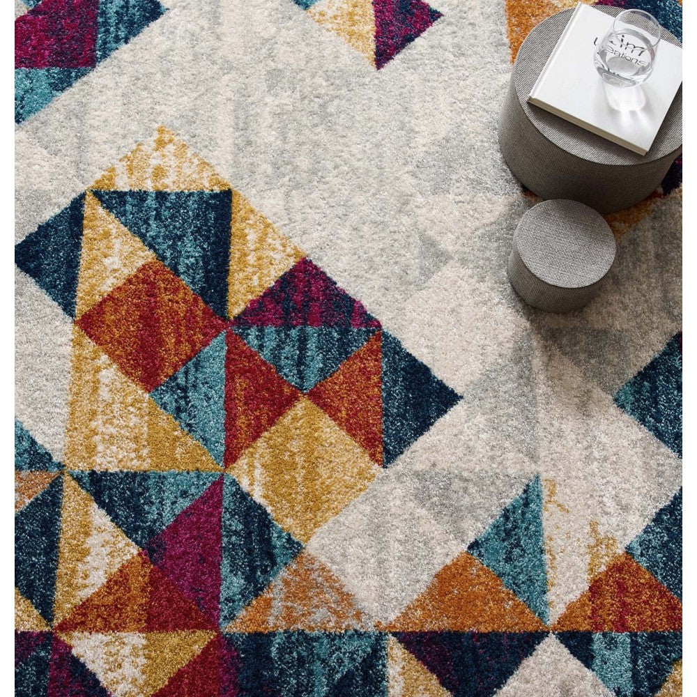 Entourage Elettra Distressed Geometric Triangle Mosaic 5x8 Area Rug, Multicolored