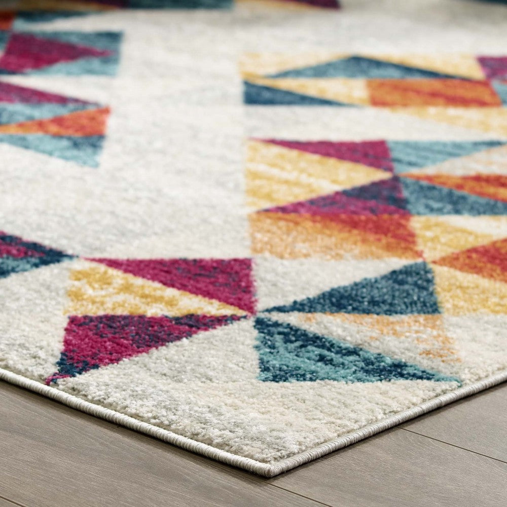 Entourage Elettra Distressed Geometric Triangle Mosaic 5x8 Area Rug, Multicolored