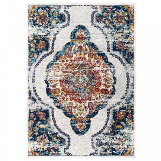 Entourage Malia Distressed Vintage Floral Persian Medallion 5x8 Area Rug, Multicolored