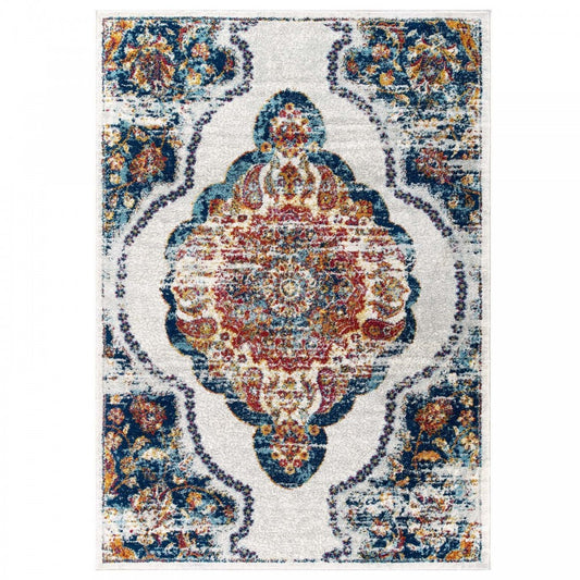 Entourage Malia Distressed Vintage Floral Persian Medallion 8x10 Area Rug, Multicolored