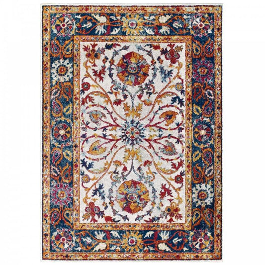 Entourage Samira Distressed Vintage Floral Persian Medallion 8x10 Area Rug, Multicolored