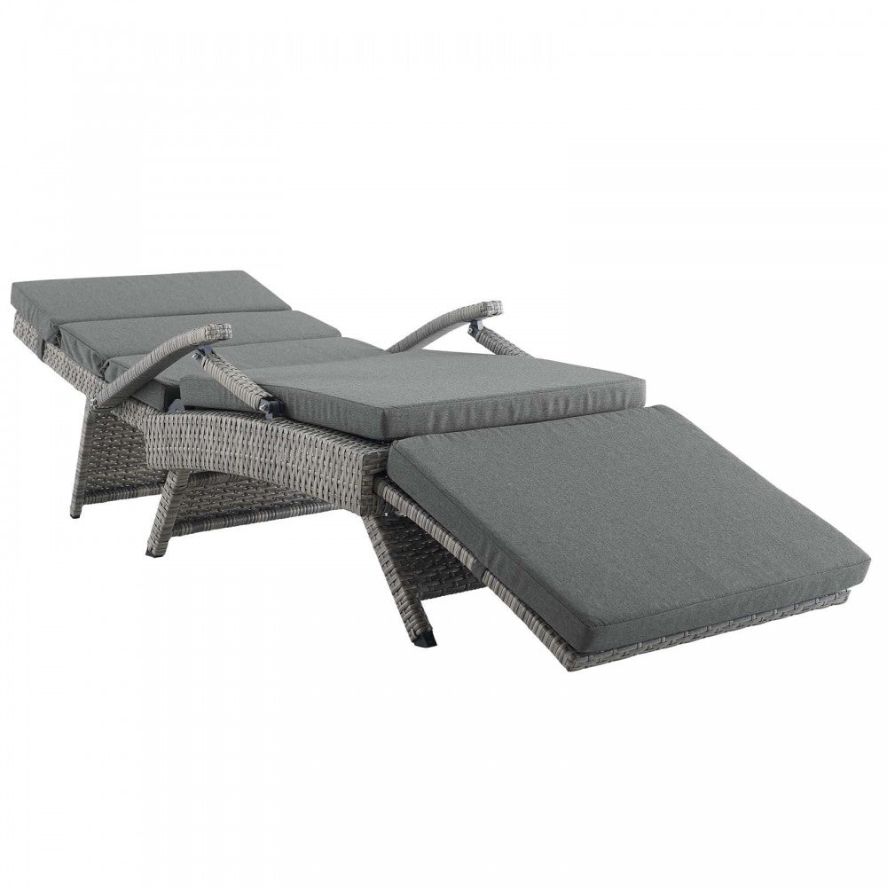 Envisage Chaise Outdoor Patio Wicker Rattan Lounge Chair, Light Gray Charcoal
