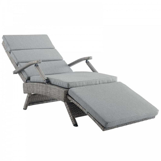Envisage Chaise Outdoor Patio Wicker Rattan Lounge Chair, Light Gray Gray
