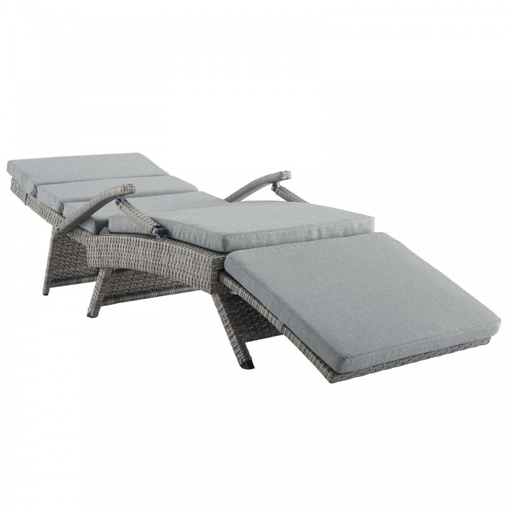 Envisage Chaise Outdoor Patio Wicker Rattan Lounge Chair, Light Gray Gray