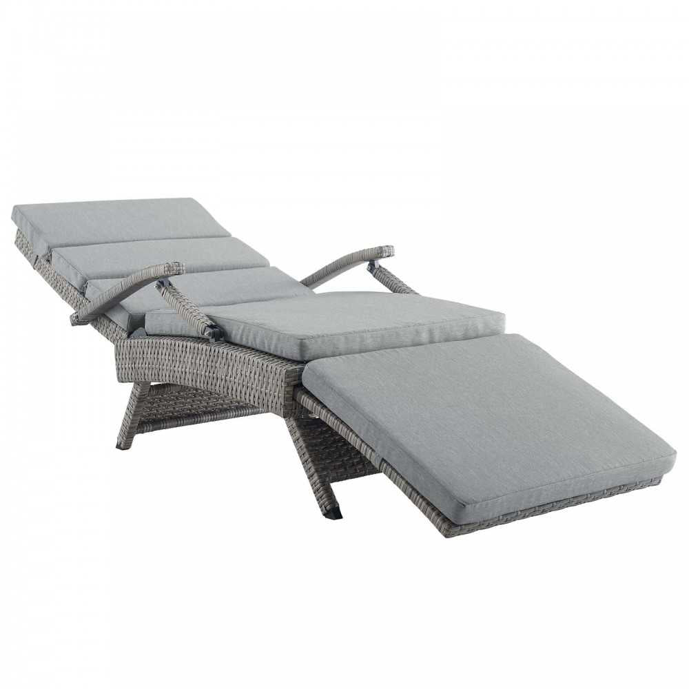 Envisage Chaise Outdoor Patio Wicker Rattan Lounge Chair, Light Gray Gray