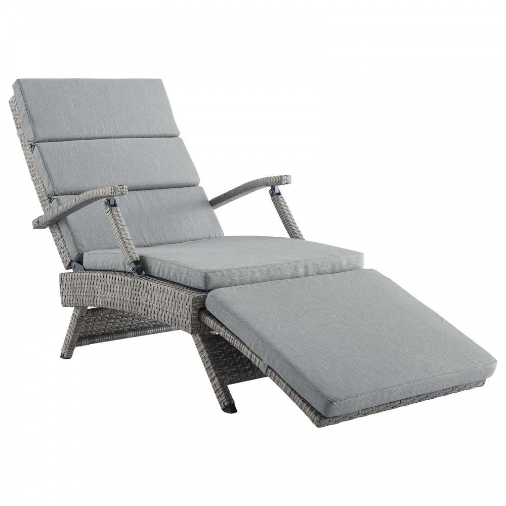 Envisage Chaise Outdoor Patio Wicker Rattan Lounge Chair, Light Gray Gray