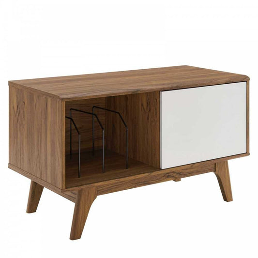 Envision Vinyl Record Display Stand, Walnut White, EEI-4261-WAL-WHI