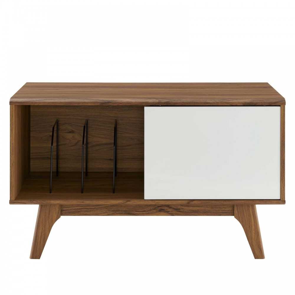 Envision Vinyl Record Display Stand, Walnut White, EEI-4261-WAL-WHI