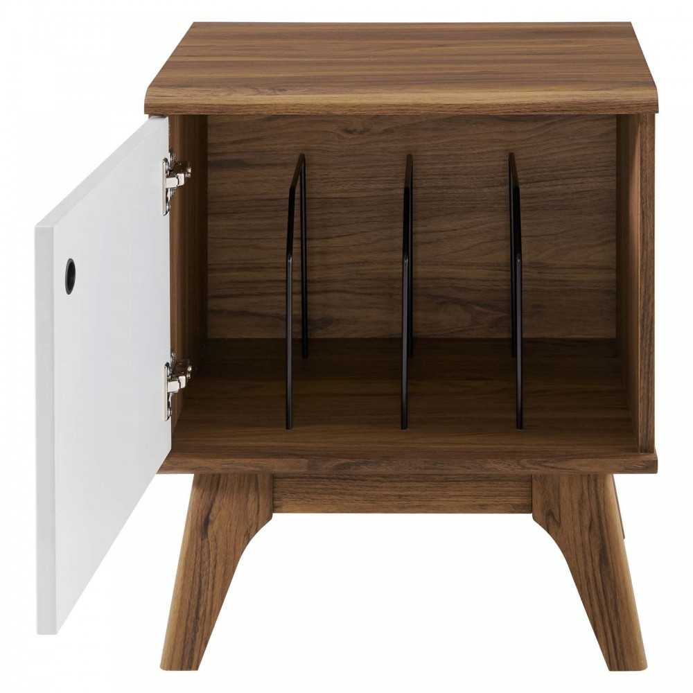 Envision Vinyl Record Display Stand, Walnut White, EEI-4260-WAL-WHI