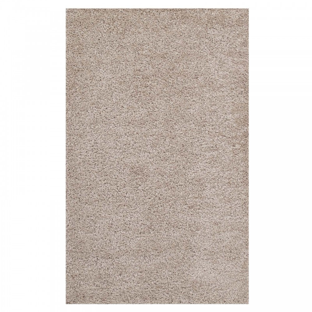 Enyssa Solid 5x8 Shag Area Rug, Beige and Ivory