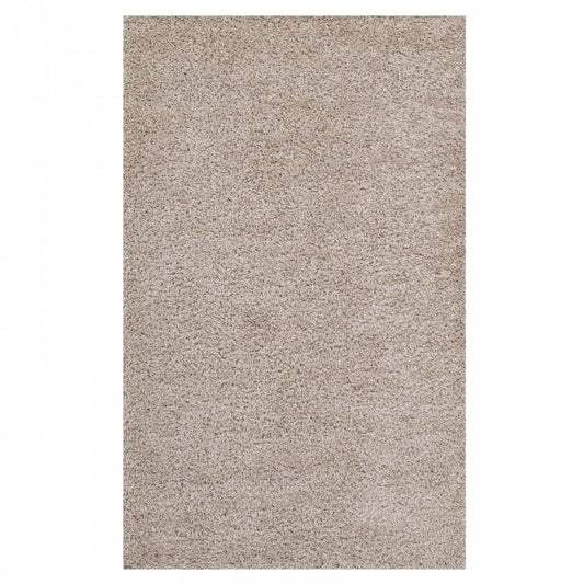 Enyssa Solid 5x8 Shag Area Rug, Beige and Ivory