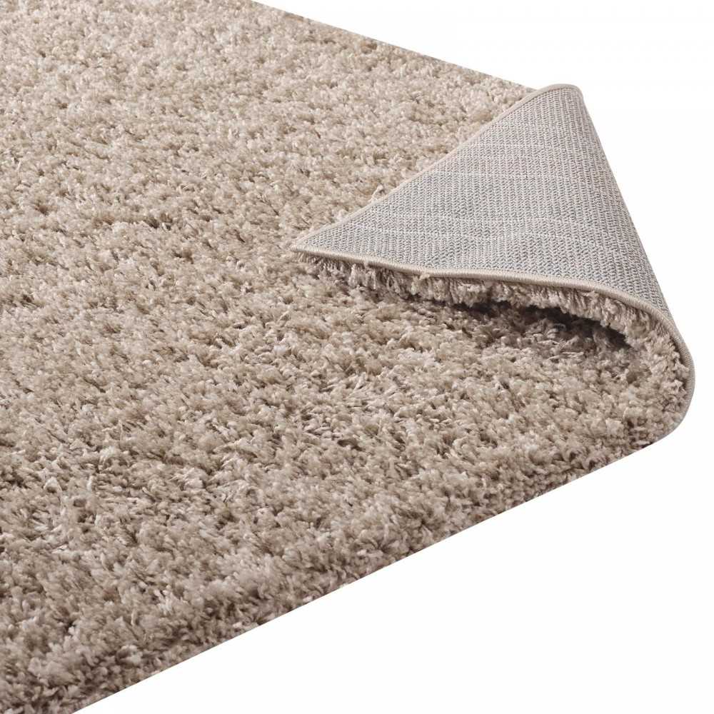 Enyssa Solid 5x8 Shag Area Rug, Beige and Ivory